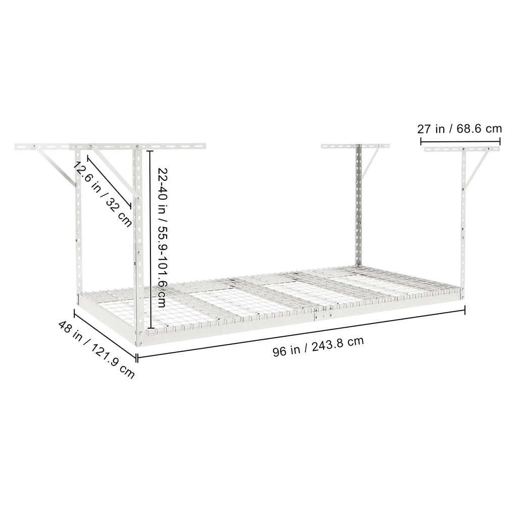 VEVOR Overhead Adjustable Garage Storage Rack 48x96in Ceiling Rack 600lbs White