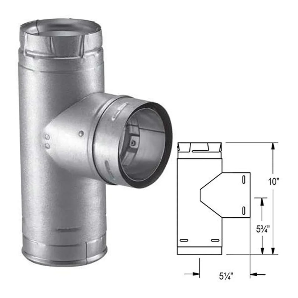 4'' PelletVent Pro Galvalume Single Tee with Clean-Out Tee Cap - 4PVP-T