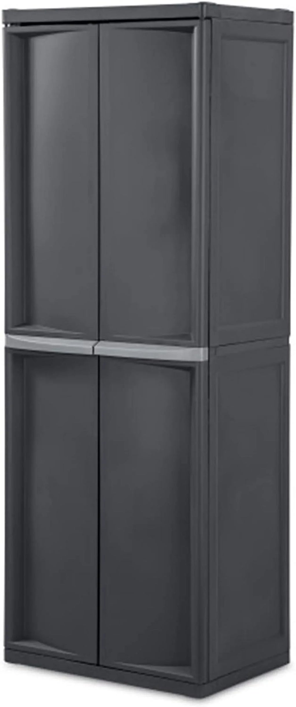 HOZO 4 Shelf Cabinet, Heavy Duty and Easy to Assemble Plastic Storage Unit, Organize Bins in the Garage, Basement, Attic, Mudroom, Gray, 1-Pack