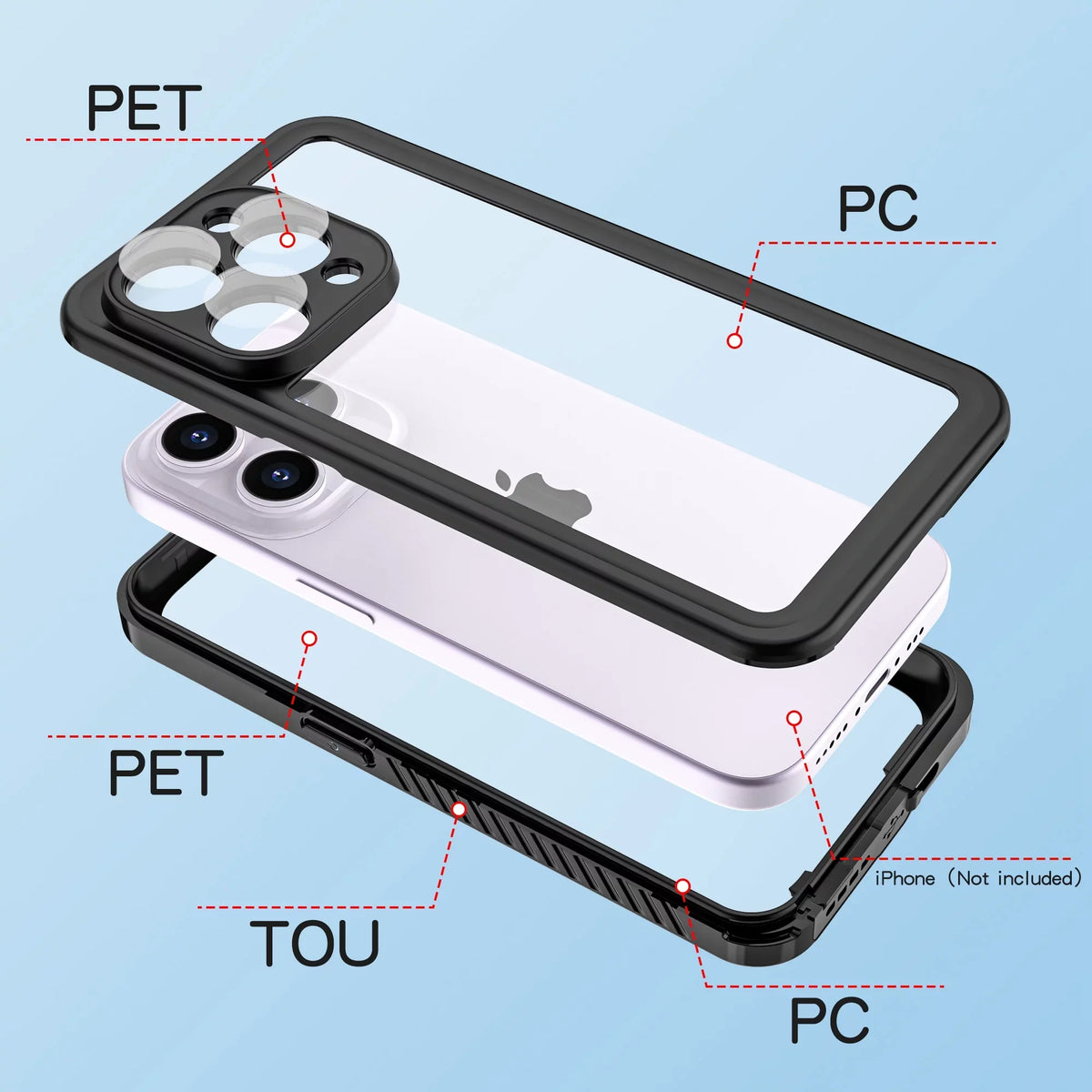 Dteck for iPhone 15 Pro Max Case Waterproof - Built-in Screen Protector IP68 Underwater Full Body Shockproof Protective Case 6.7 Inch, Black