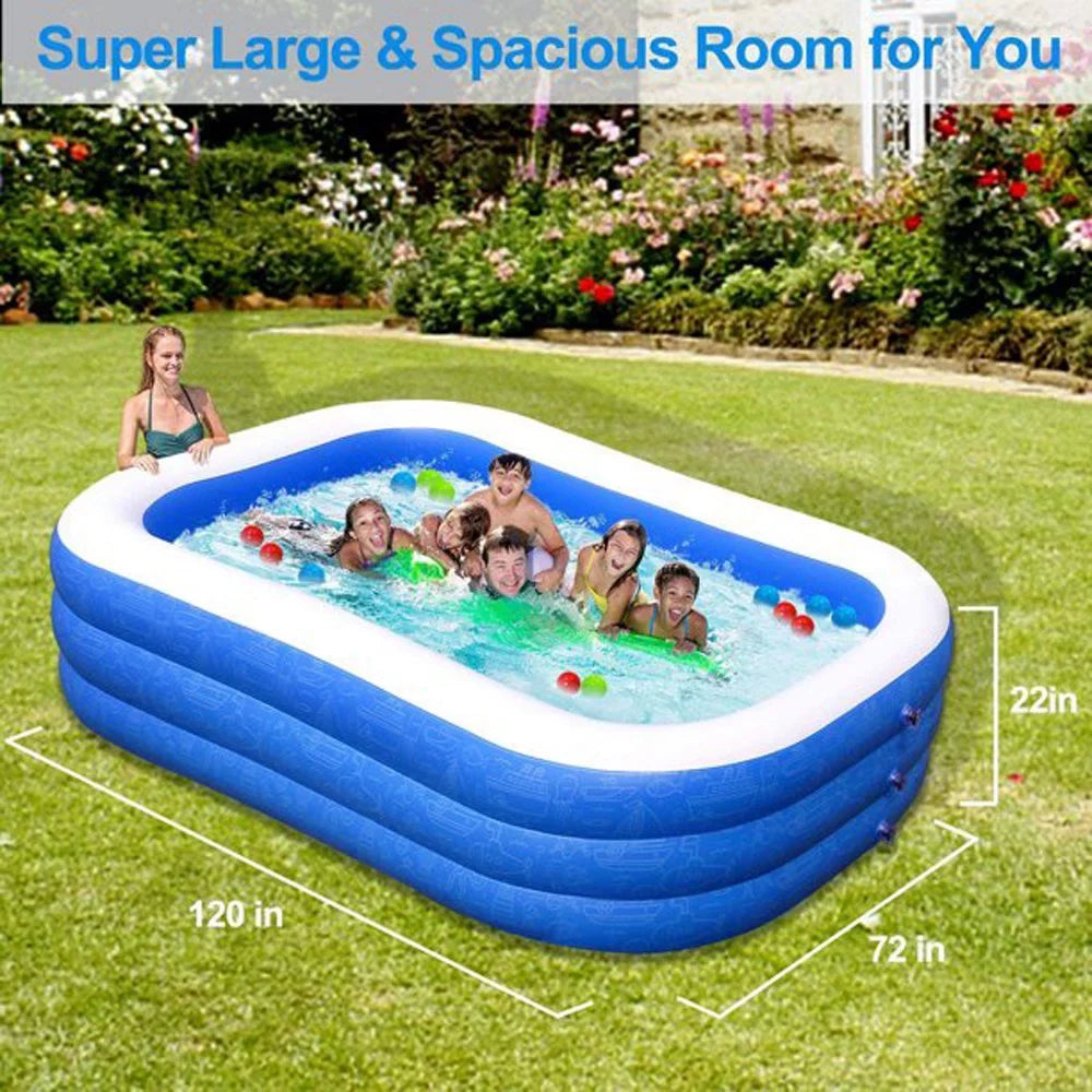 92"x56"x20"Outdoor InfLatitudeable Swimming Pool Full-Sized Kiddie Lounge Pool