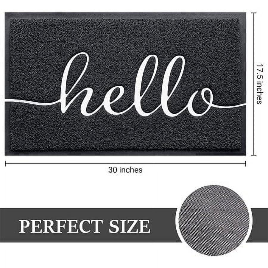 JATOK 2-Pack Hello Design Non-Slip Floor Mat for Front Door, Indoor-Outdoor, Bathroom, Kitchen and Patio, Black, 30" (L) x 17.5" (W)