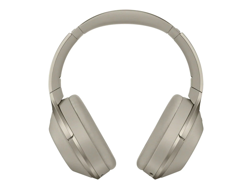 Sony MDR-1000X - Headphones with mic - full size - Bluetooth - wireless - NFC - active noise canceling - beige