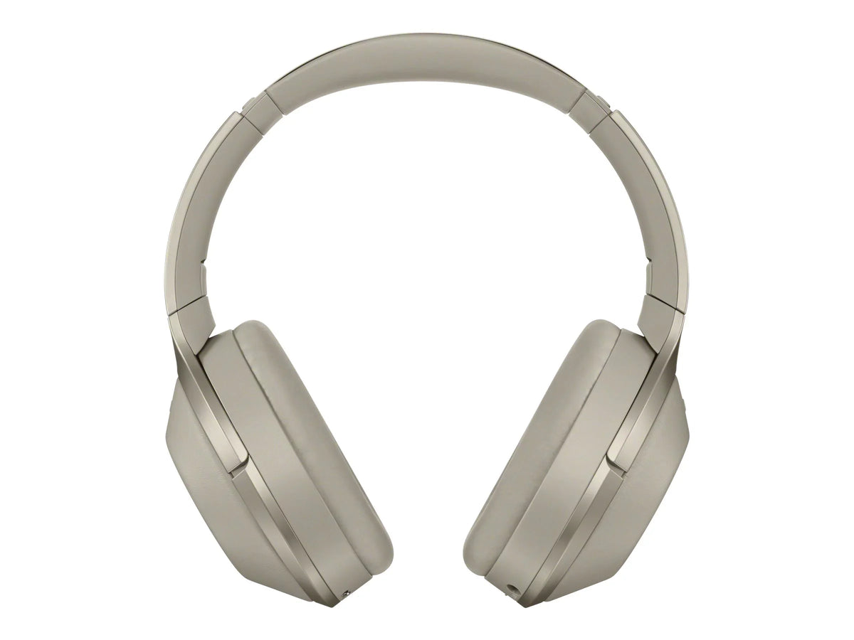 Sony MDR-1000X - Headphones with mic - full size - Bluetooth - wireless - NFC - active noise canceling - beige