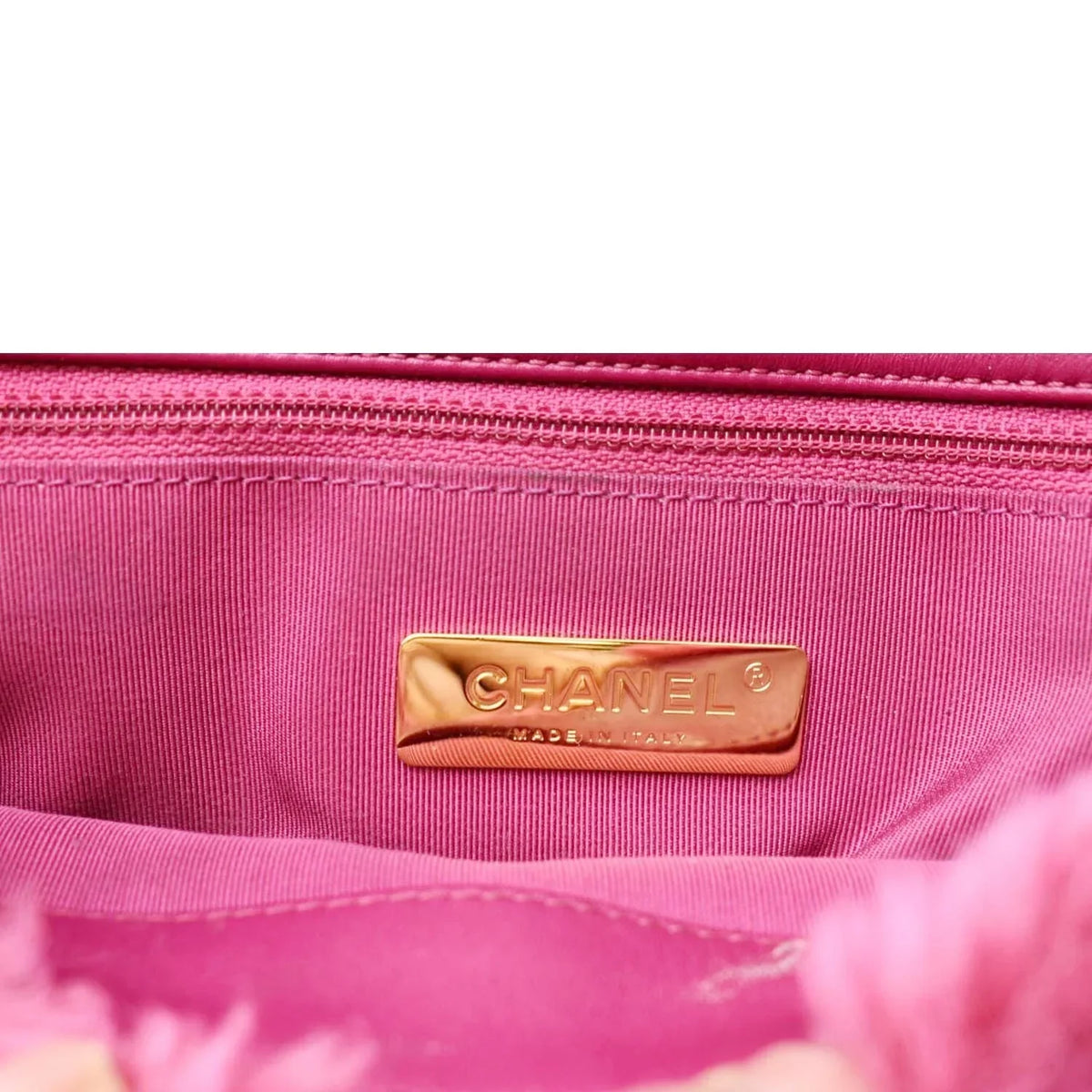 Pre-Owned CHANEL 19 Flap Shearling Sheepskin Shoulder Bag Pink