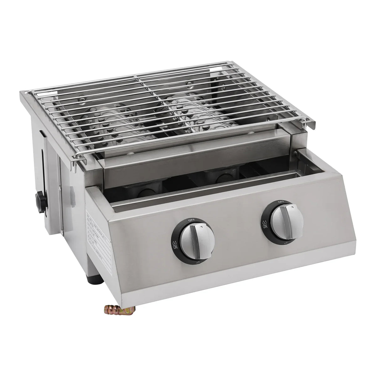 Countertop Barbeque Grill, LPG Gas 2-Burner Stainless Steel Grill for Outdoor Sliver