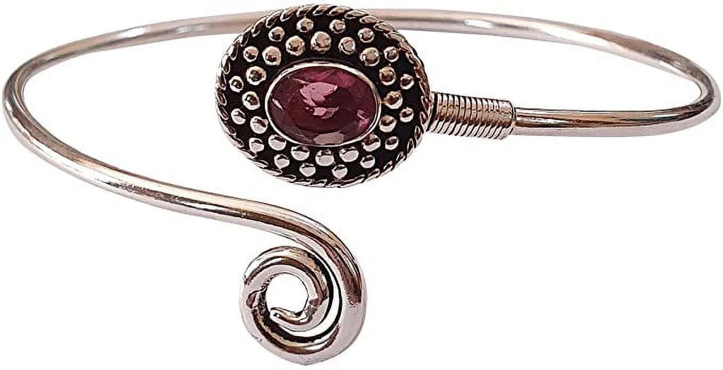 Silver PLatitudeed Cuff Bracelet for Women, Natural Pink Tourmaline Gemstone Handmade Modern Designer Tribal Bohemian Design Fashion Bracelet, Party Boho Jewelry