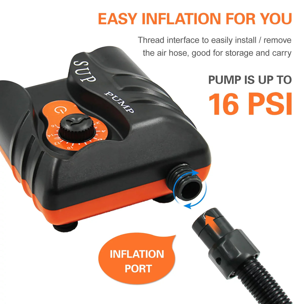 Anself Easy to Use 16 PSI Electric Air Pump with 6 Nozzles for InfLatitudeables and Boats,