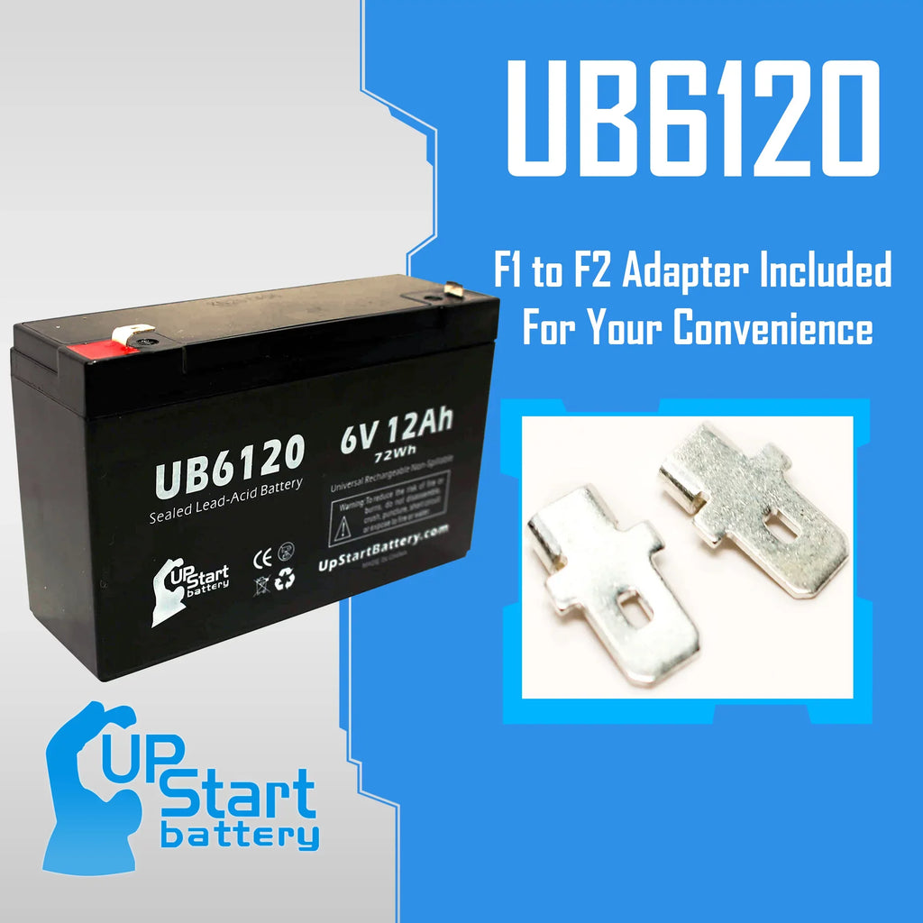 5x Pack - Compatible Tripp-Lite 850 Battery - Replacement UB6120 Universal Sealed Lead Acid Battery (6V, 12Ah, 12000mAh, F1 Terminal, AGM, SLA) - Includes 10 F1 to F2 Terminal Adapters