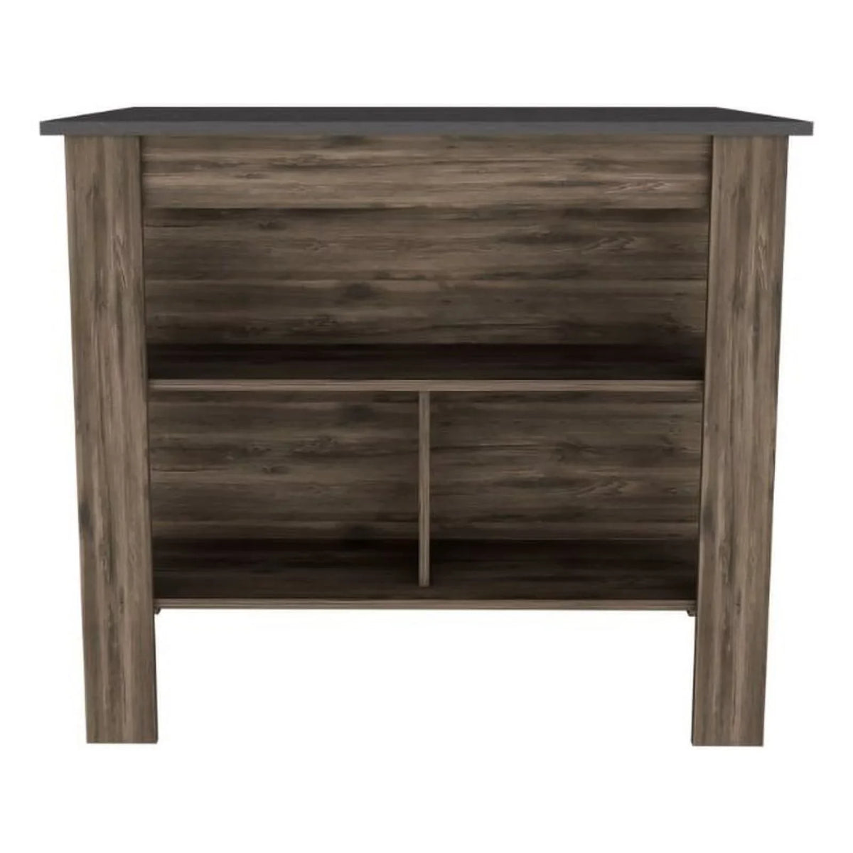 FM FURNITURE Brooklyn Modern Minimal Kitchen Island with Three Concealed Shelves