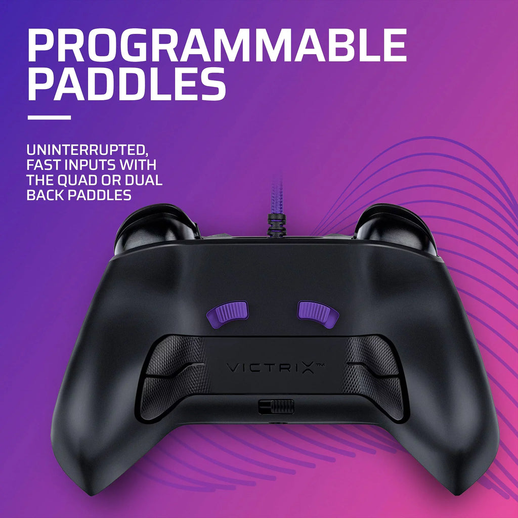 PDP Gaming Victrix Gambit World's Fastest Xbox Controller, Elite Esports Design with Swappable Pro Thumb Sticks, Custom Paddles, Swappable White/Purple FacepLatitudee for Xbox Series X