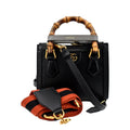 Pre-owned GUCCI Diana Bamboo Mini Leather Tote Bag Black 702732
