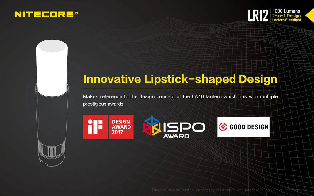 NITECORE LR12 MINI HANDHELD 2-IN-1 LANTERN  and  FLASHLIGHT - 1000 Lumen w/Free Eco-Sensa Battery Case