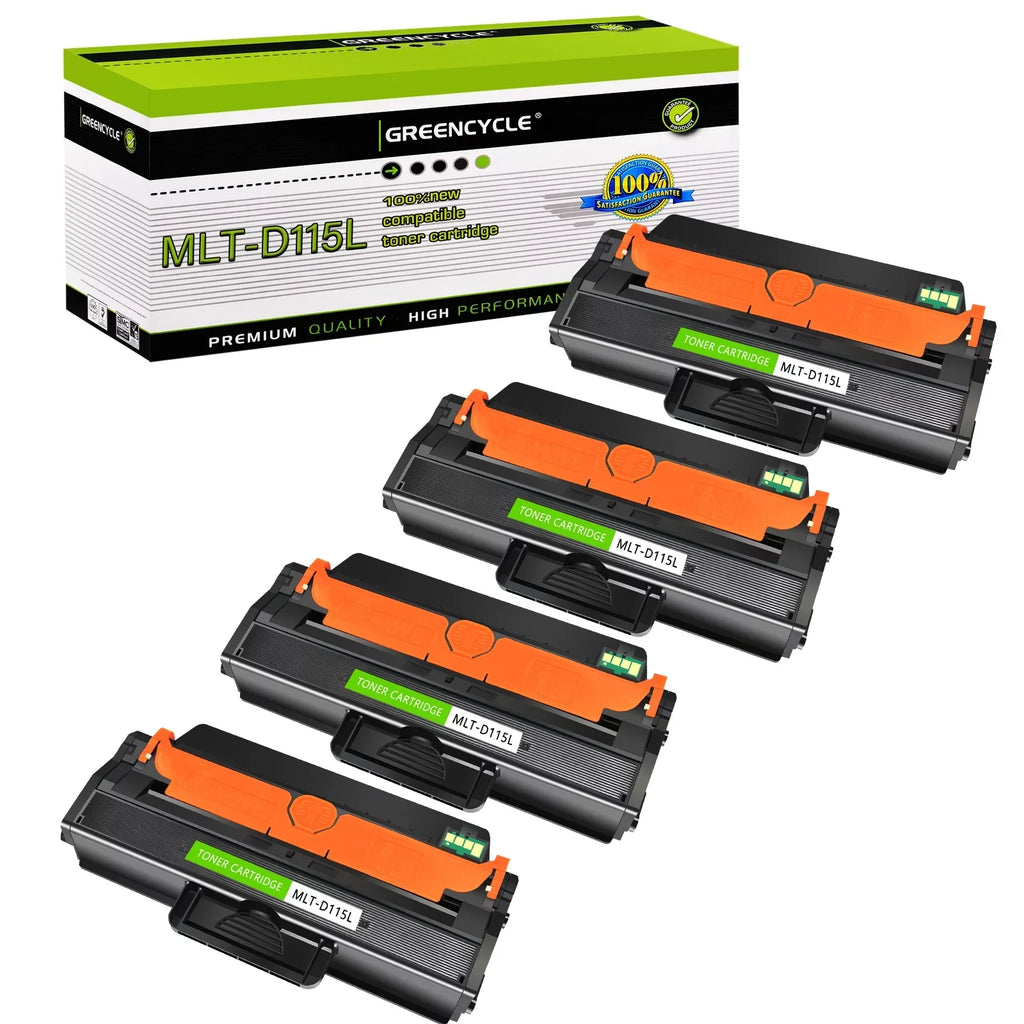 GREENCYCLE 4 Pack Compatible Samsung MLT-D115L D115L Black Toner Cartridge Replacement for SL-M2820DW SL-M2870FW SL-M2880FW Xpress M2670 M2820 M2870 Laser Printer