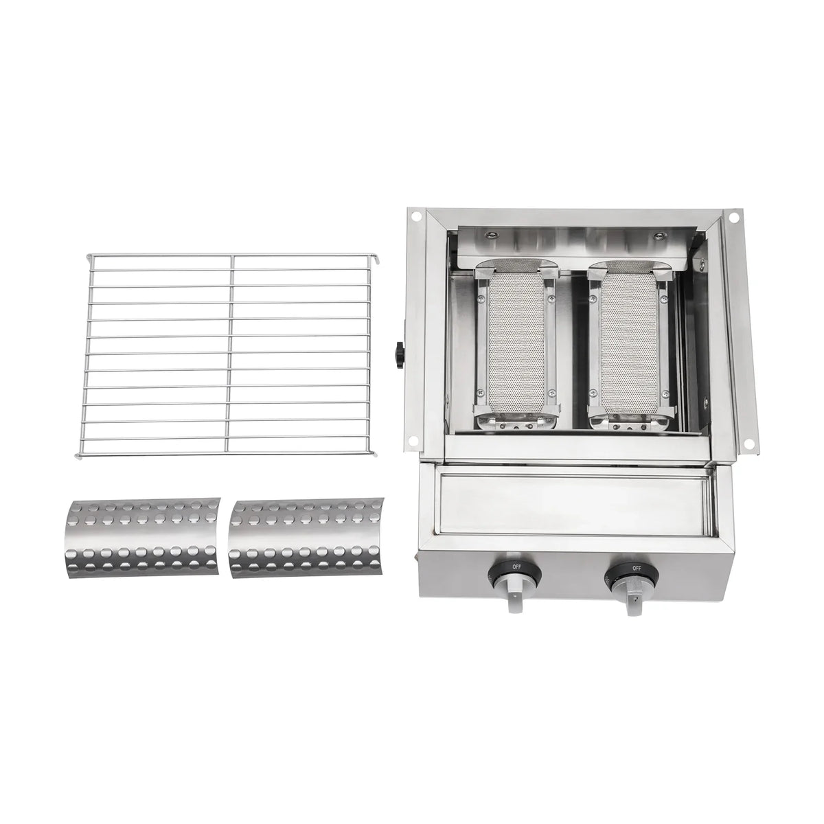 Countertop Barbeque Grill, LPG Gas 2-Burner Stainless Steel Grill for Outdoor Sliver