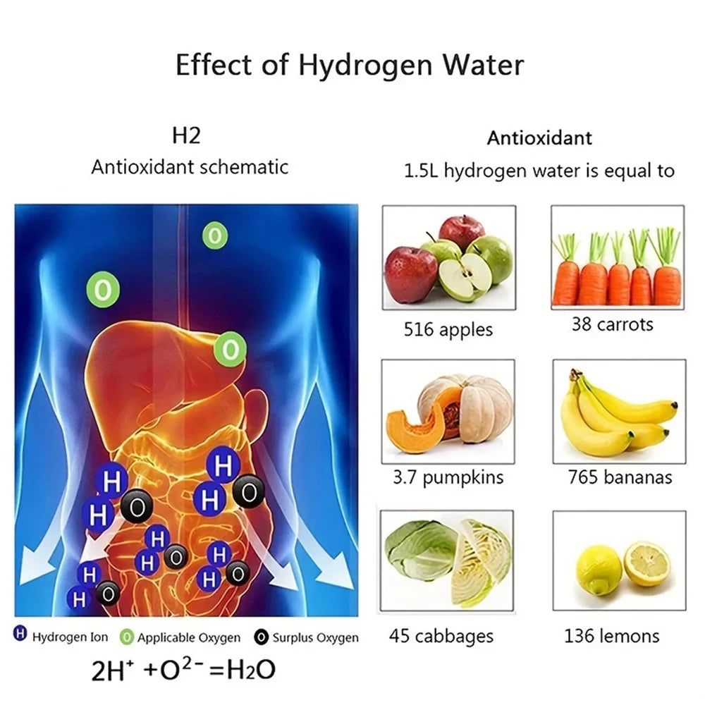 MassLatitudeie Hydrogen-Rich Water Ionizer Bottle for Home, Antioxidant Water Filter Appliance