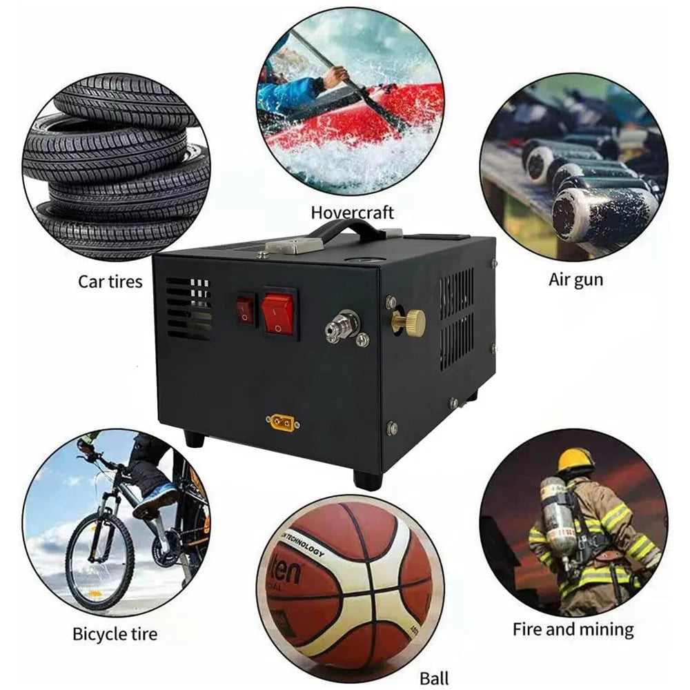 Lixada Electric 4500PSI High Pressure Air Compressor Intelligent Portable Pump Automatic Shutdown with Barometer Transformer