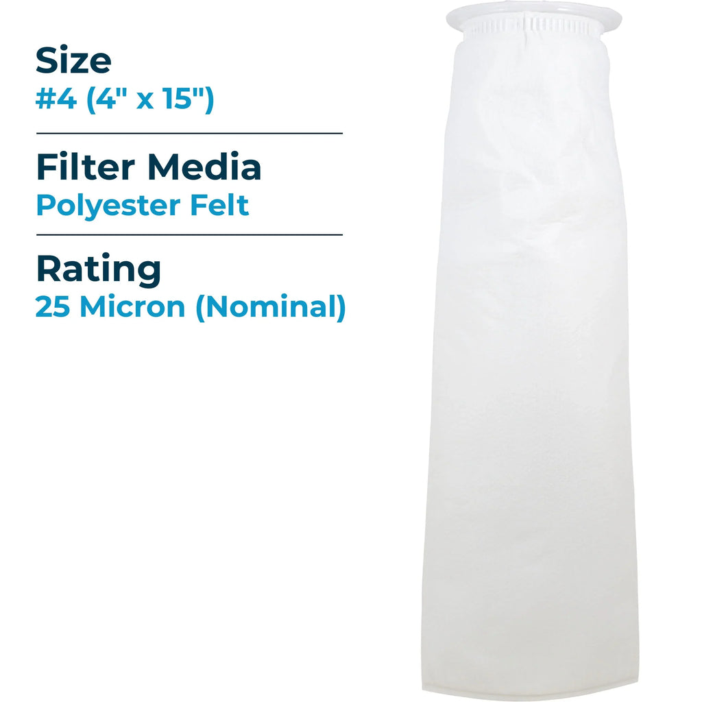 SpiroPure SP-BE-4-25 25 Micron #4 (20") Polyester Felt Liquid Bag Filter (Case of 40)