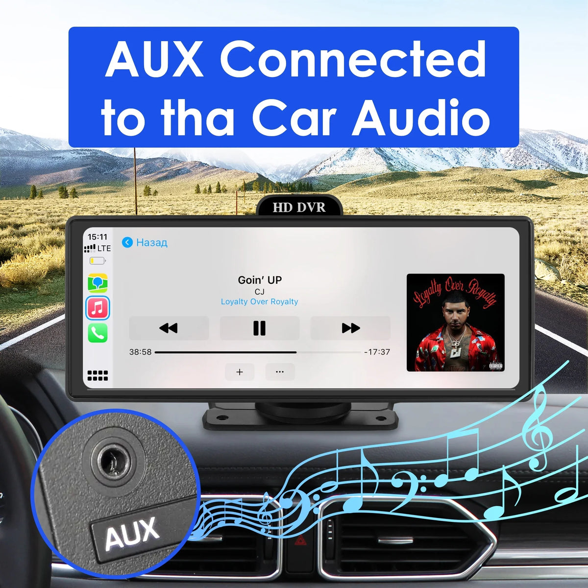 Wireless Apple Carplay Android Auto Bluetooth Portable 9.26" Touchdisplay Car Stereo With 128G SD Card, 4K Dash Cam And Backup Camera, Car Radio Head Unit GPS Navigation