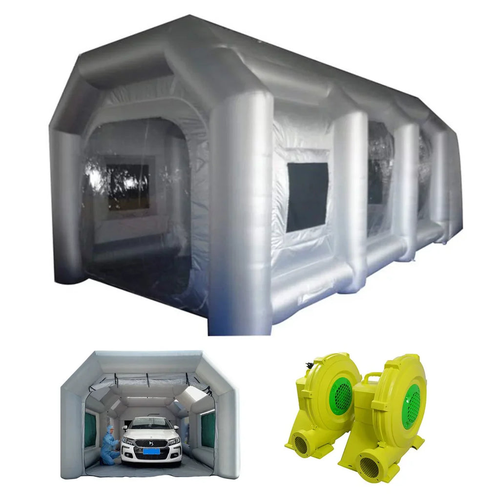 INTBUYING InfLatitudeable Spray Painting Booth Car Paint Portable Cabin with 2 Blowers Tent External 19.6*9.8*8.2ft