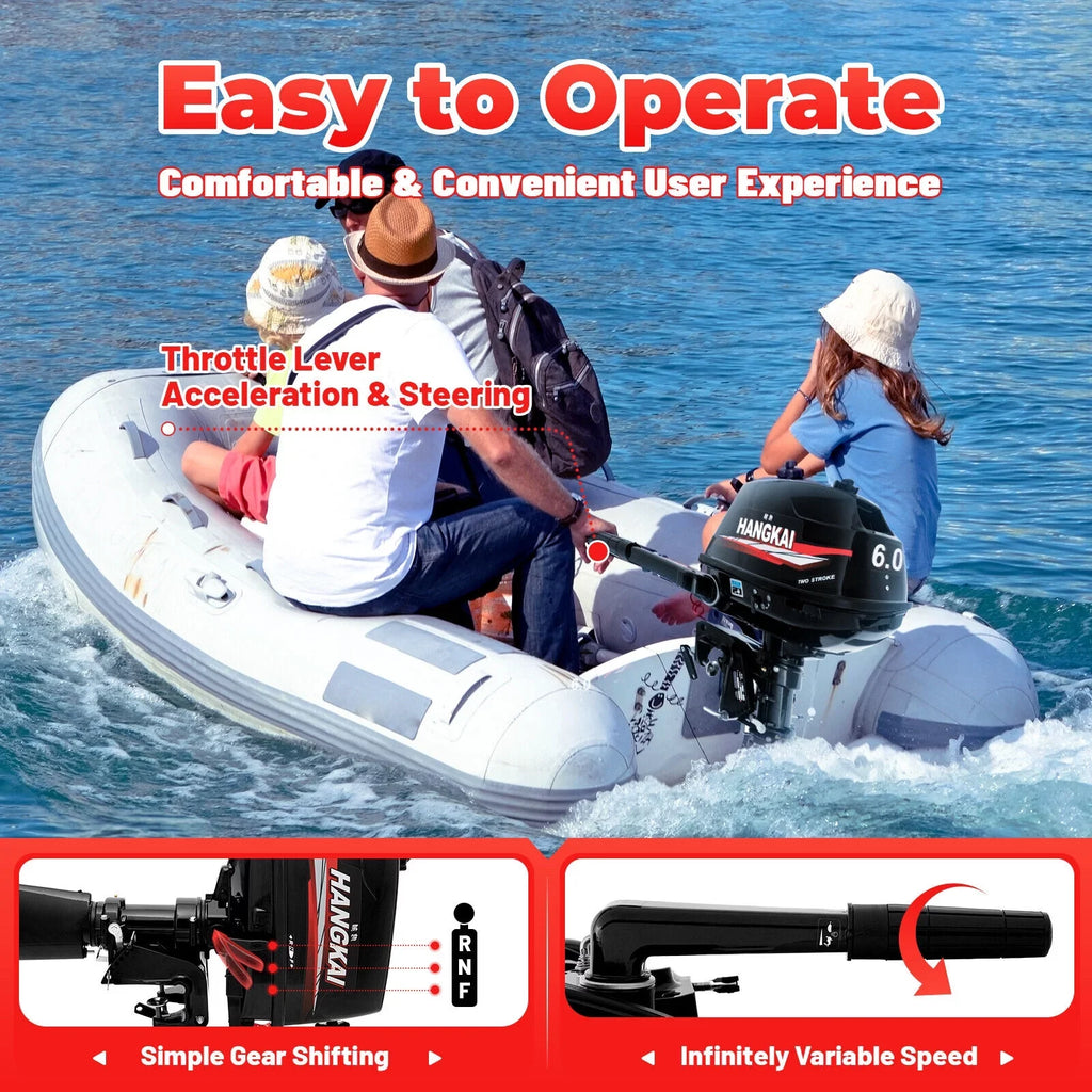 CNCEST Outboard Motor 6 Hp 2-Stroke InfLatitudeable Fishing Boat Motor Engine Water Cooling System