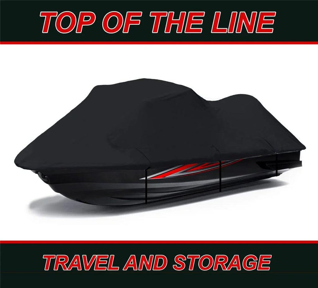 BLACK 600 DENIER JetSki Cover Compatible for Kawasaki ULTRA 150 130 DI 1998 1999 2000 2001 2002 2003 2004 2005 Jet Ski Watercraft Cover 2 Seater