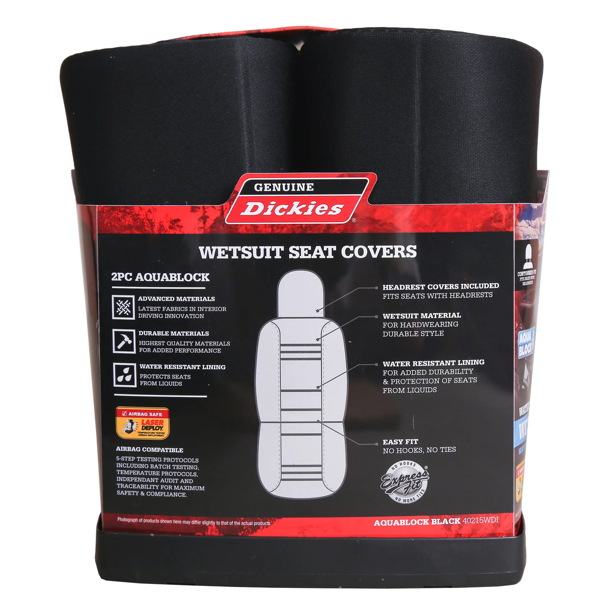 Genuine Dickies 2 Piece Aquablock Universal Car Seat Covers, Gray