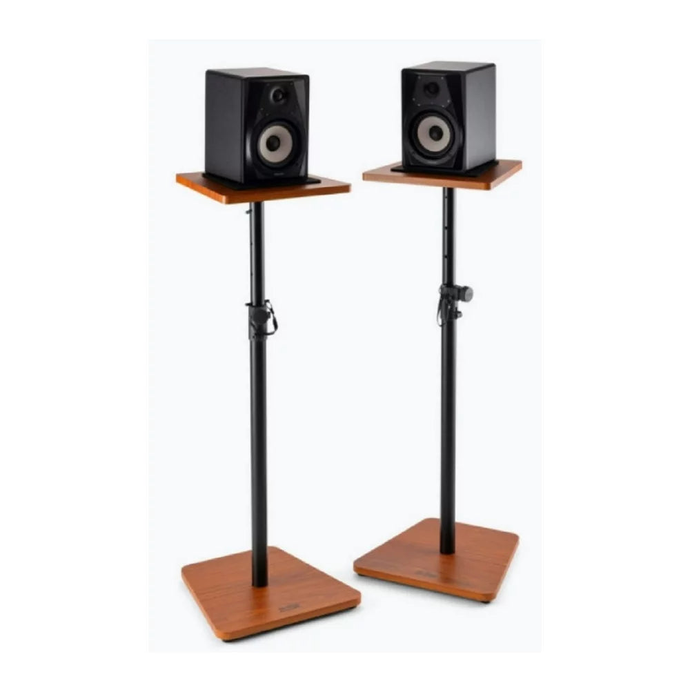 On Stage SMS7500R Wood Studio Height Adjustable Non-Slip Monitor Stands (2-Pack, Rosewood)
