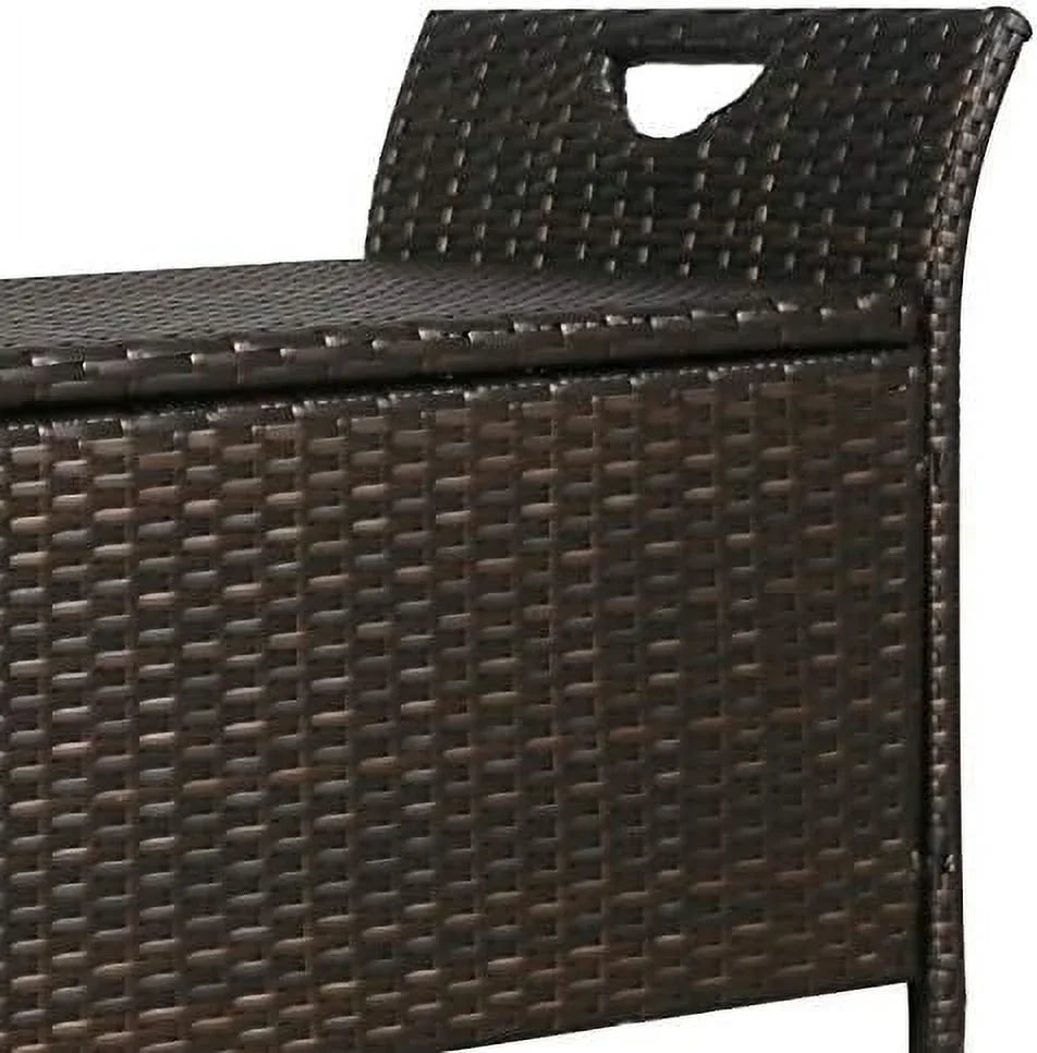 YPZBBOOM Outdoor Deck  Box  Patio Wicker  Bench  Rattan  Bins with Cushion (Red)
