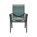 Modern Adjustable Outdoor Chair with Teak Armrests and Breathable Fabric