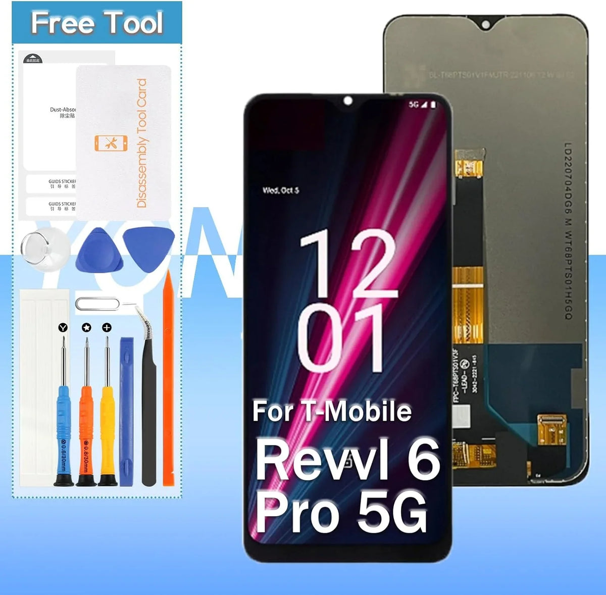 for T-Mobile Revvl 6 Pro 5G TMAF035G LCD Touch Screen Replacement | 6.82'' LCD Display | Black | Tools Included