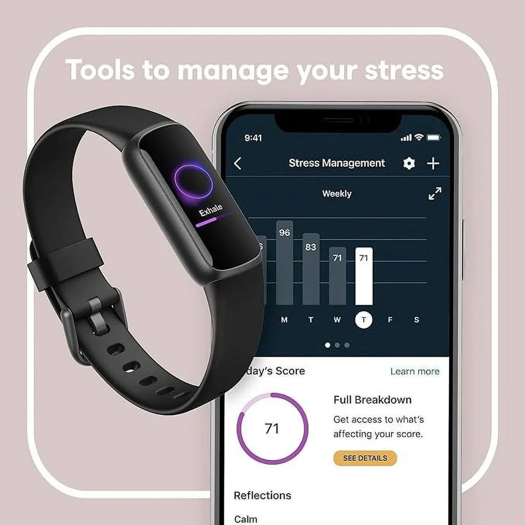 Open Box Fitbit Luxe-Fitness Wellness-Tracker Stress Management Sleep-Tracking FB422BKBK