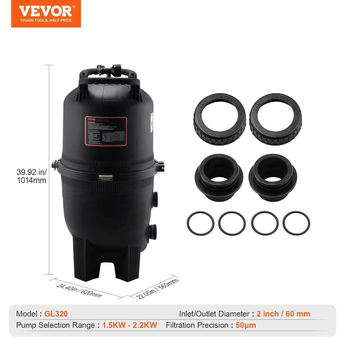 SKYSHALO 325Sq.Ft Pool Cartridge Filter In/Above Ground Swimming Pool Filtration