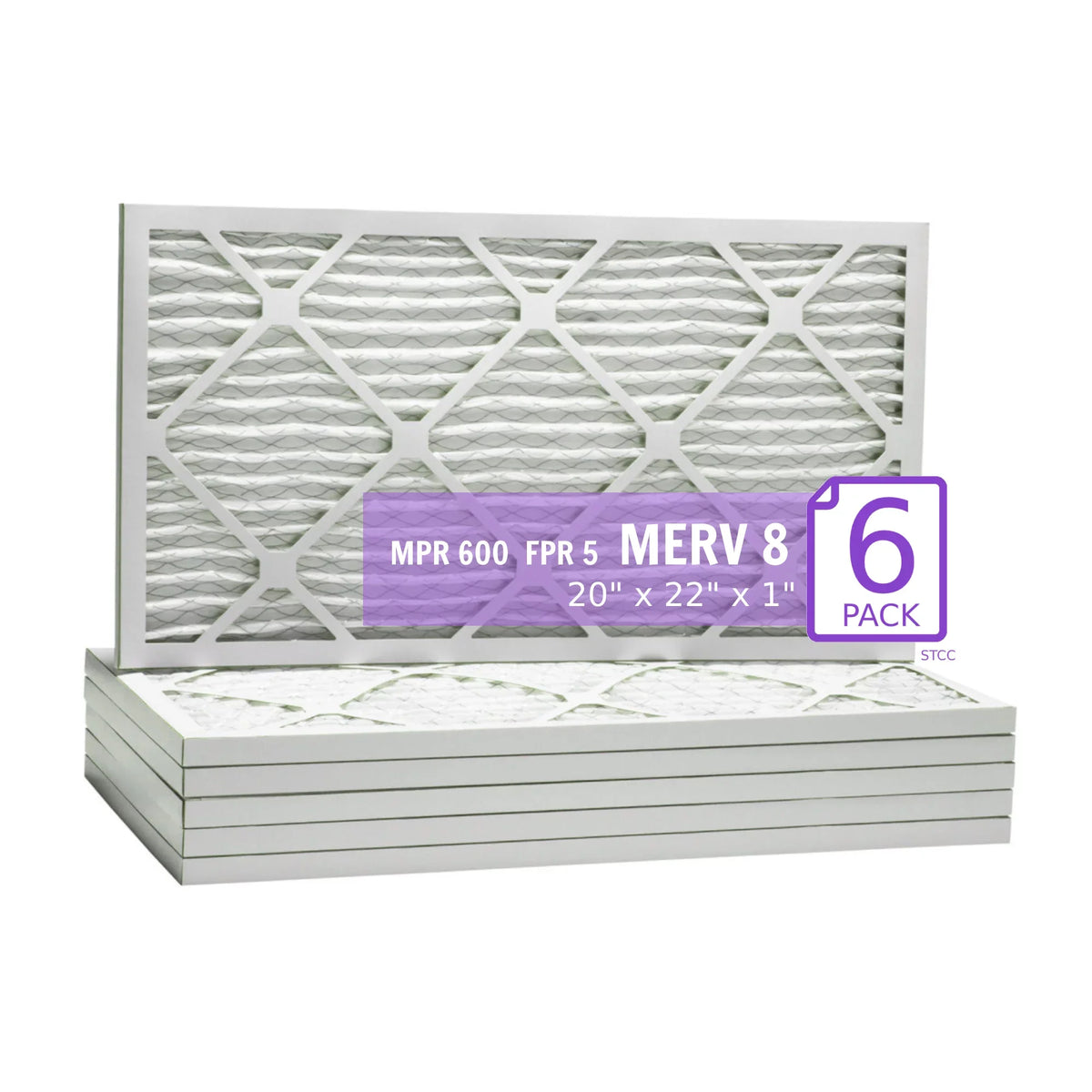 20x22x1, PuroLatitudeor DMK80 Extended Surface Pleated Air Filter, Mechanical MERV 8, (6 Pack)