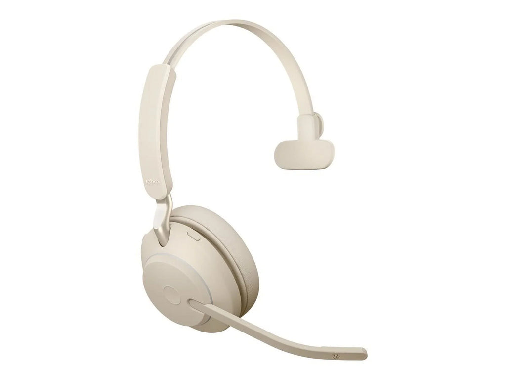 Jabra Evolve2 65 UC Mono - Headset - on-ear - convertible - Bluetooth - wireless - USB-C - noise isoLatitudeing - beige - with charging stand