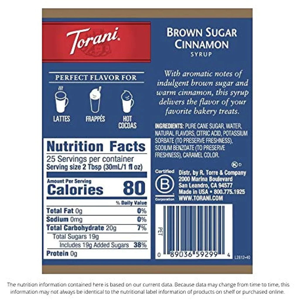Torani Syrup, Brown Sugar Cinnamon, 25.4 Ounces (Pack Of 1)