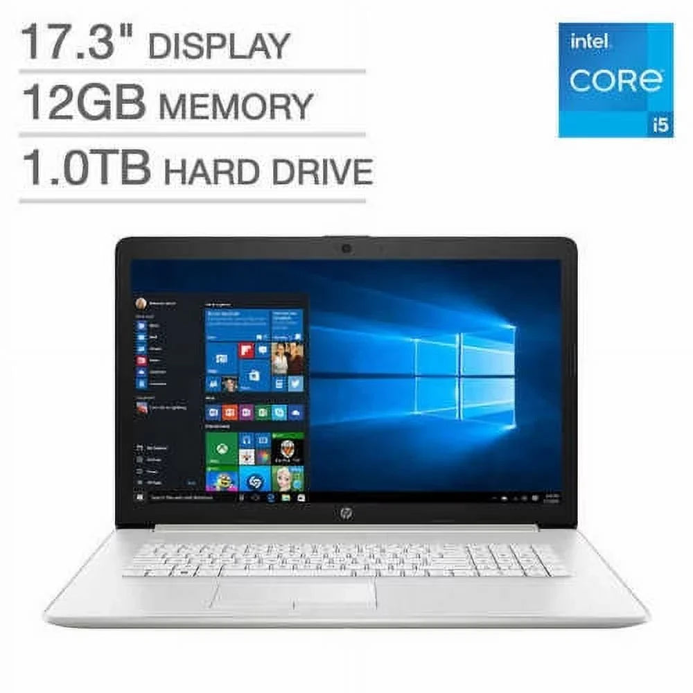 HP 17.3" Non-Touch Screen Laptop - 11th Gen Intel Core i5-1135g7, 1TB hard drive, 12GB Memory, Intel Iris Xe Graphics, Backlit Keyboard, DVD-RW, Windows 10 Home  -  17-by4063cl