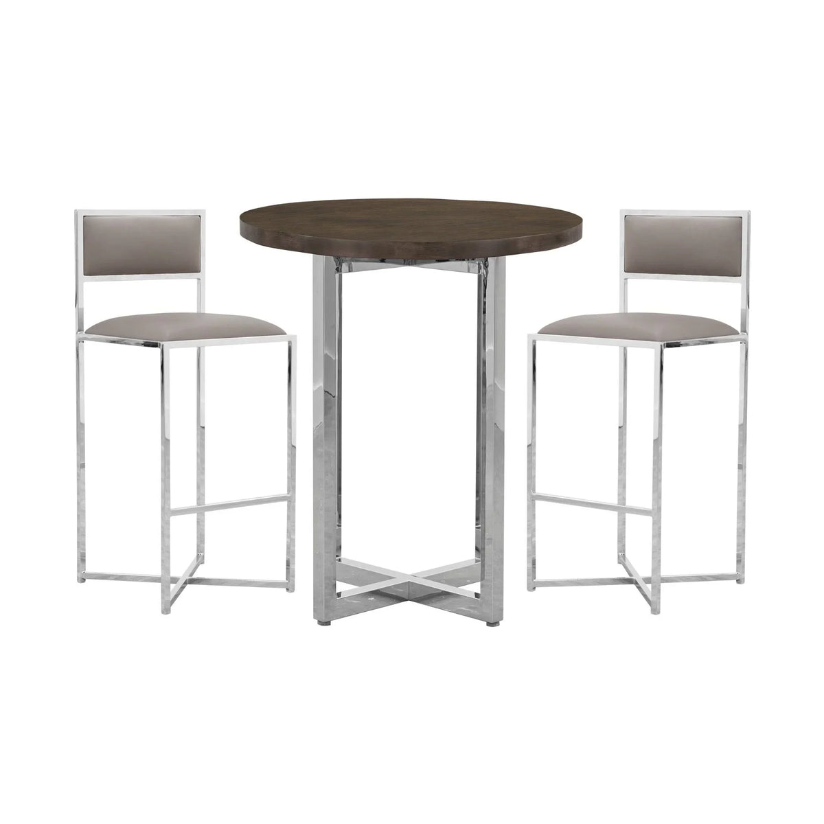 Modus Amalfi 32" Round Bar Table w Wood Top in Taupe