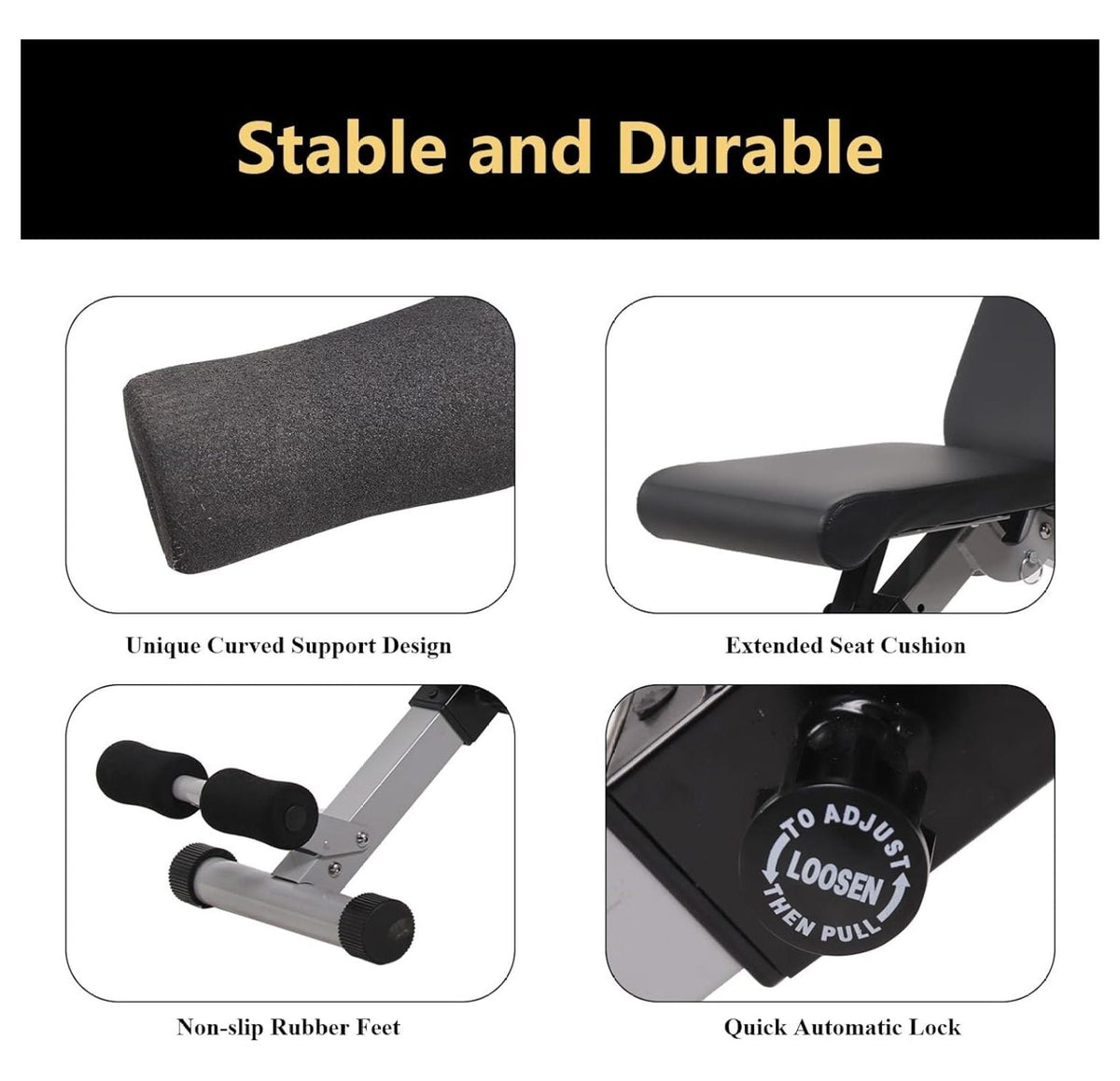 Adjustable Weight Bench Foldable Workout Bench Press for Full Body, Strength Training Decline Incline Bench for Home Gym