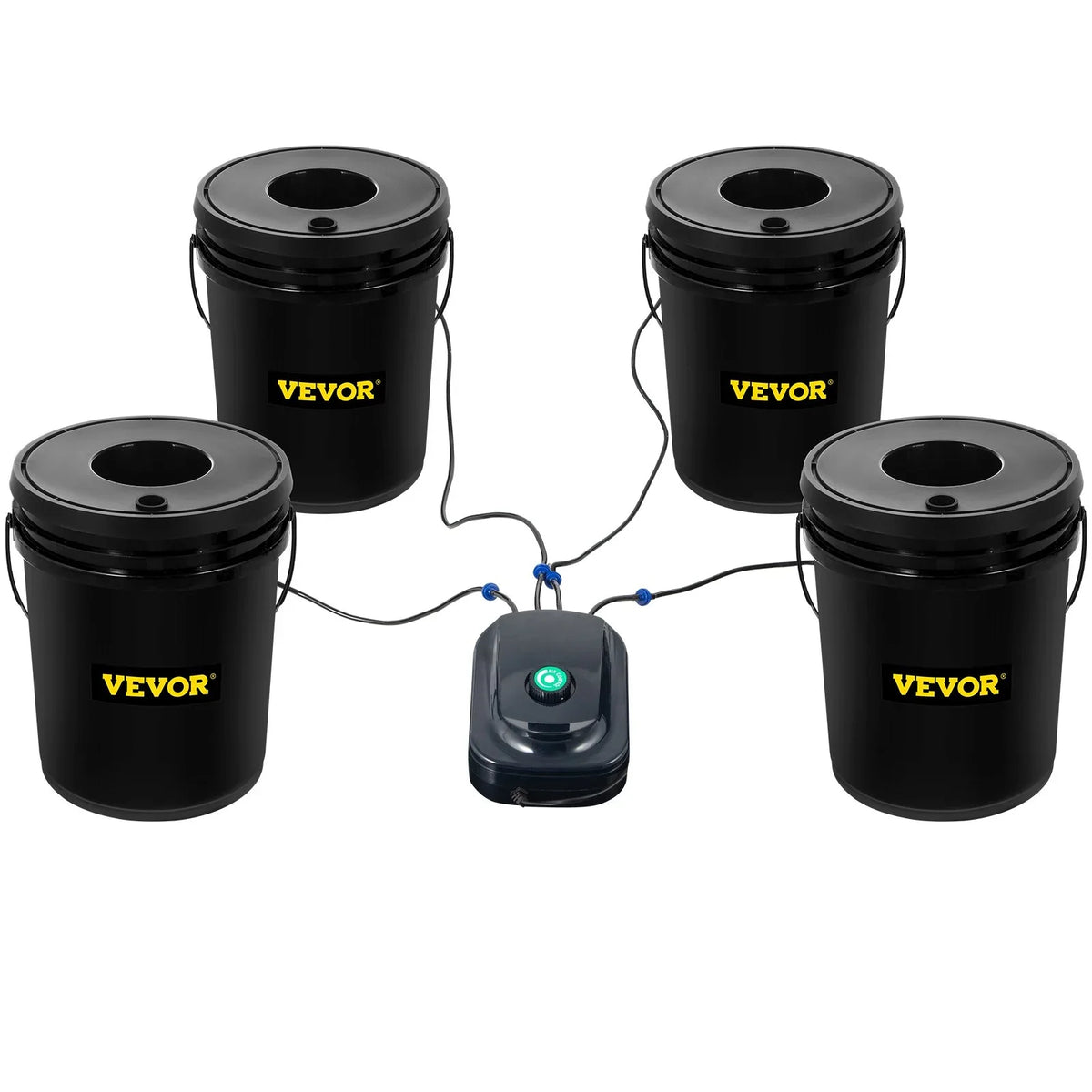 VEVOR DWC Hydroponic Grow Kit, 5-Gallon, 4-Bucket System with Pump, Air Stone & Water Level Indicator for Indoor/Outdoor Leafy Vegetables