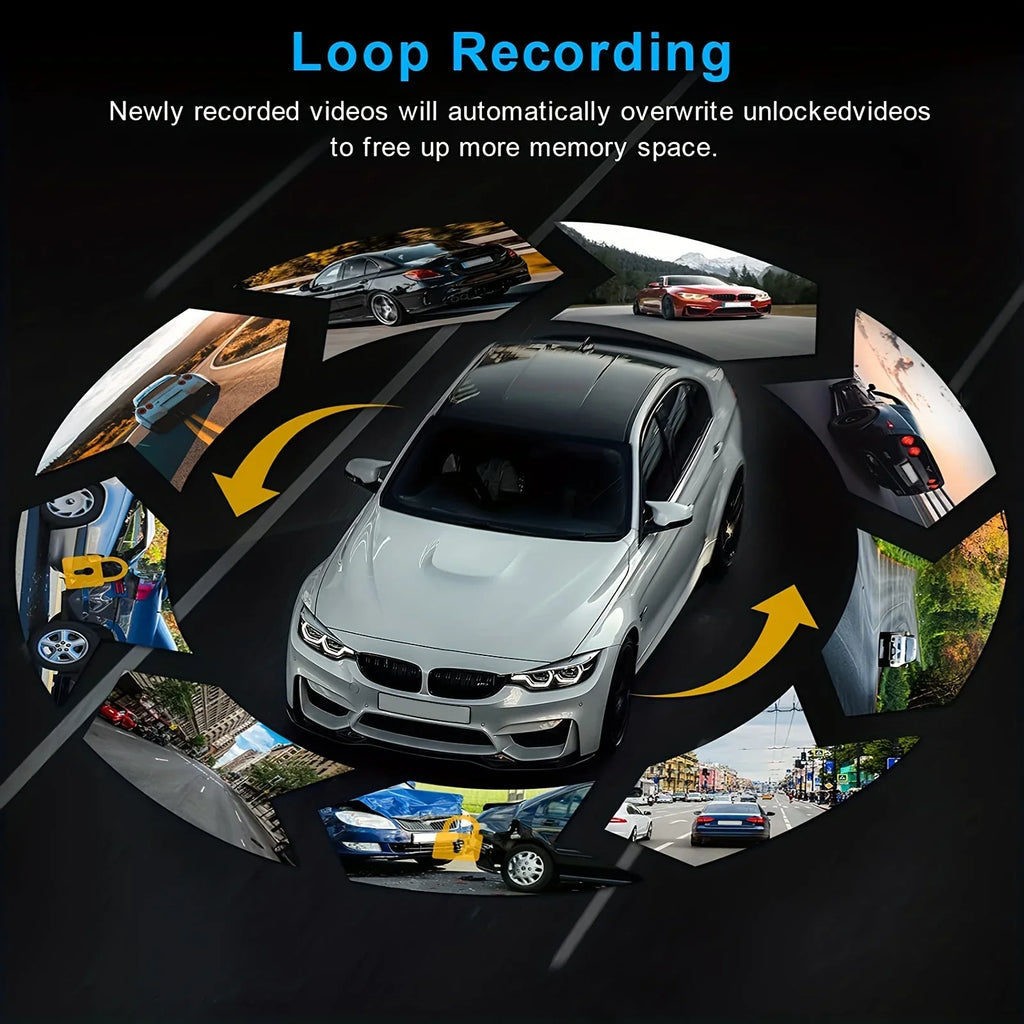 Dash Camera Front And Inside With 32G SD Card, 3.16inch Dash Cam 1080P, G Sensor High Definition Night Vision Loop Recording Wide Angle Car DVR