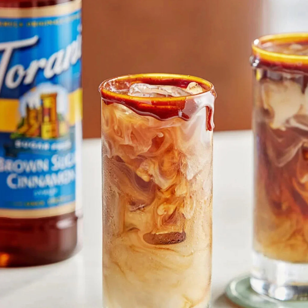 Torani Sugar-Free Brown Sugar Cinnamon Syrup, 25.4 oz (750 mL) + Gold Syrup Pump