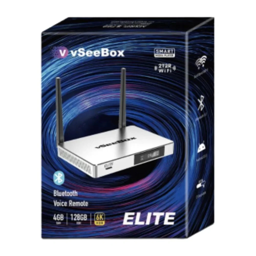 2023 Newest vSeeBox Elite, Newest Smart Android TV Box with Voice Remote Control, Backlit Mini Keyboard and 2Meters 8K HDMI Cable (4G RAM+ 128G ROM)