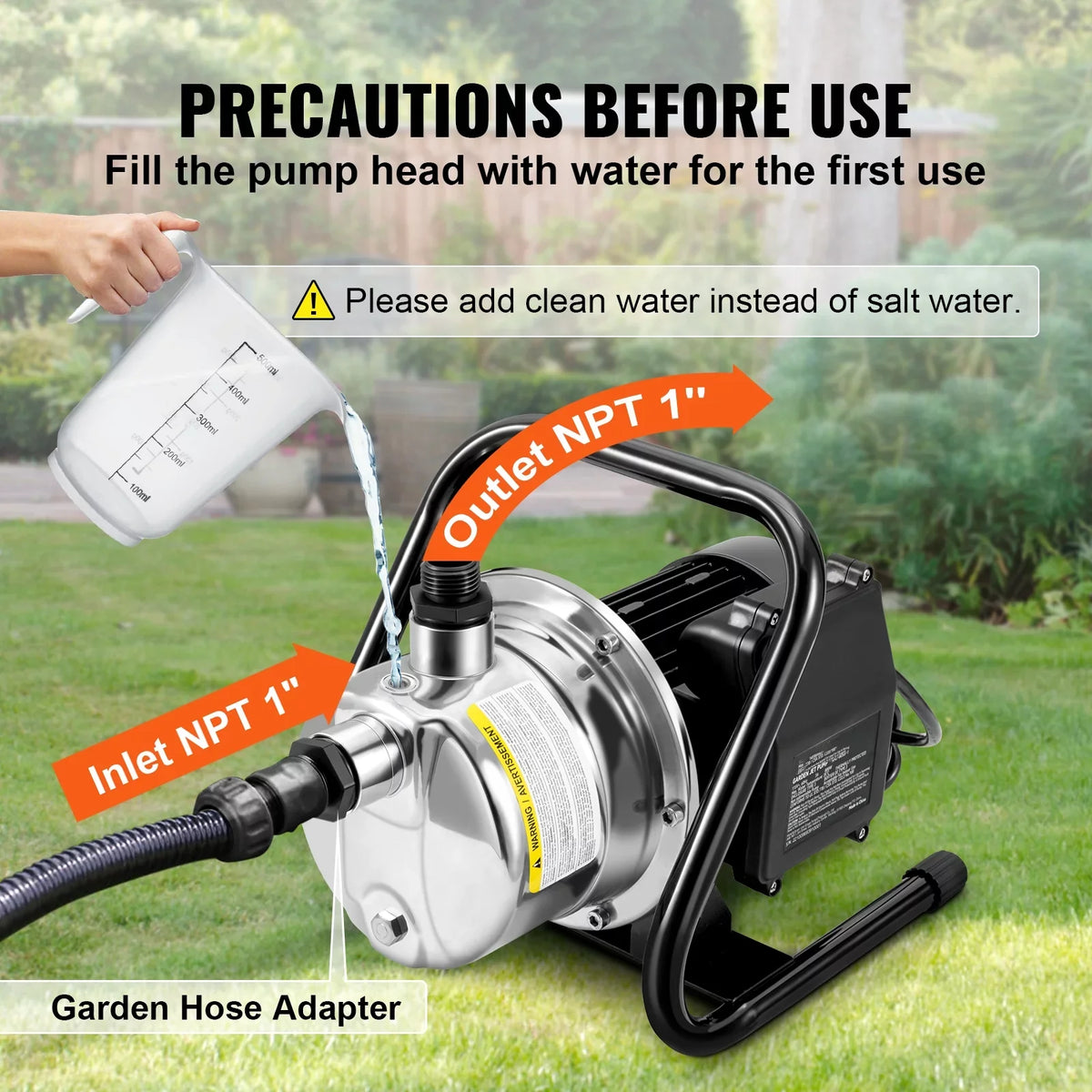 BENTISMShallowWell Pump, 1.5 HP 115V, 1200 GPH 164 ft Height, 87 psi Max Pressure, Portable Stainless Steel Sprinkler Booster Jet Pumps for Garden Lawn Irrigation system, Lake Fountain, WaterTransfer