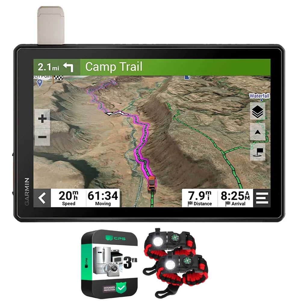 Garmin 010-02509-00 Tread XL Overland Edition 10" All-Terrain GPS Navigator Bundle with Deco Essentials 2-Pack Tactical Emergency Paracord Bracelet + 3 Year Extended Protection Pack
