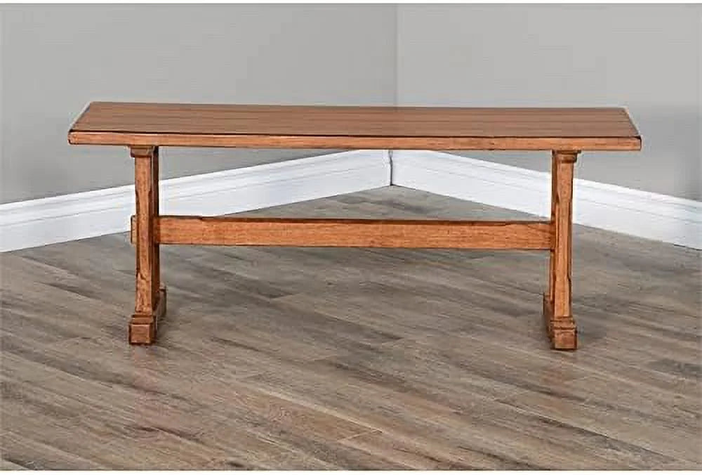 LLBIULife Sedona 18.5" Farmhouse Mindi Wood Nook Side Bench in Rustic Oak