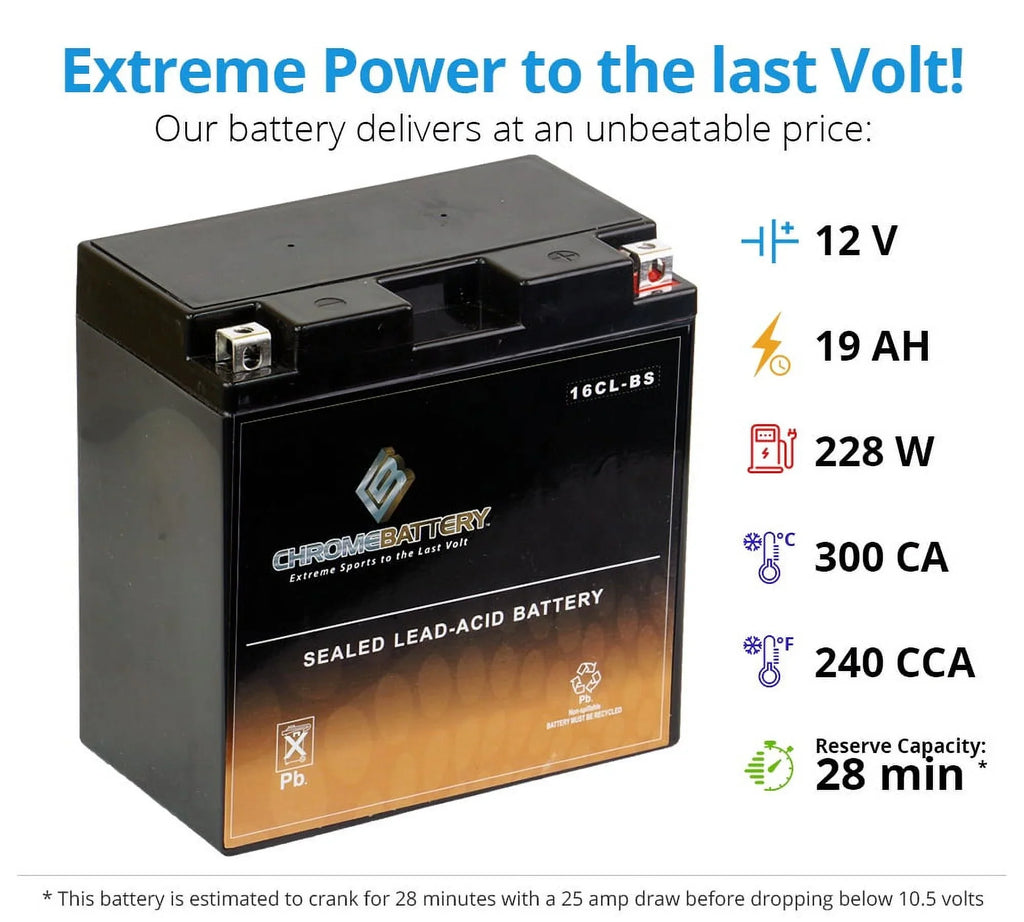 Chrome Battery Yb16cl-bs Jet Ski Battery for Kawasaki Jt750 Xir, St, Sts Cc 94-'95