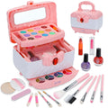 WATTNE Kids Makeup Kit for Girl 42 Pcs Washable Toddler Makeup Kit, Girl Toys Real Cosmetic Makeup Set, Safe & Non-Toxic Frozen Makeup Set for 3-12 Year Old Kids Christmas & Birthday Gift (Pink)