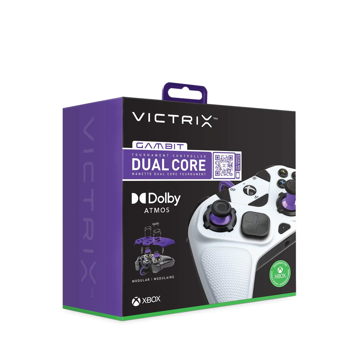 PDP Gaming Victrix Gambit World's Fastest Xbox Controller, Elite Esports Design with Swappable Pro Thumb Sticks, Custom Paddles, Swappable White/Purple FacepLatitudee for Xbox Series X