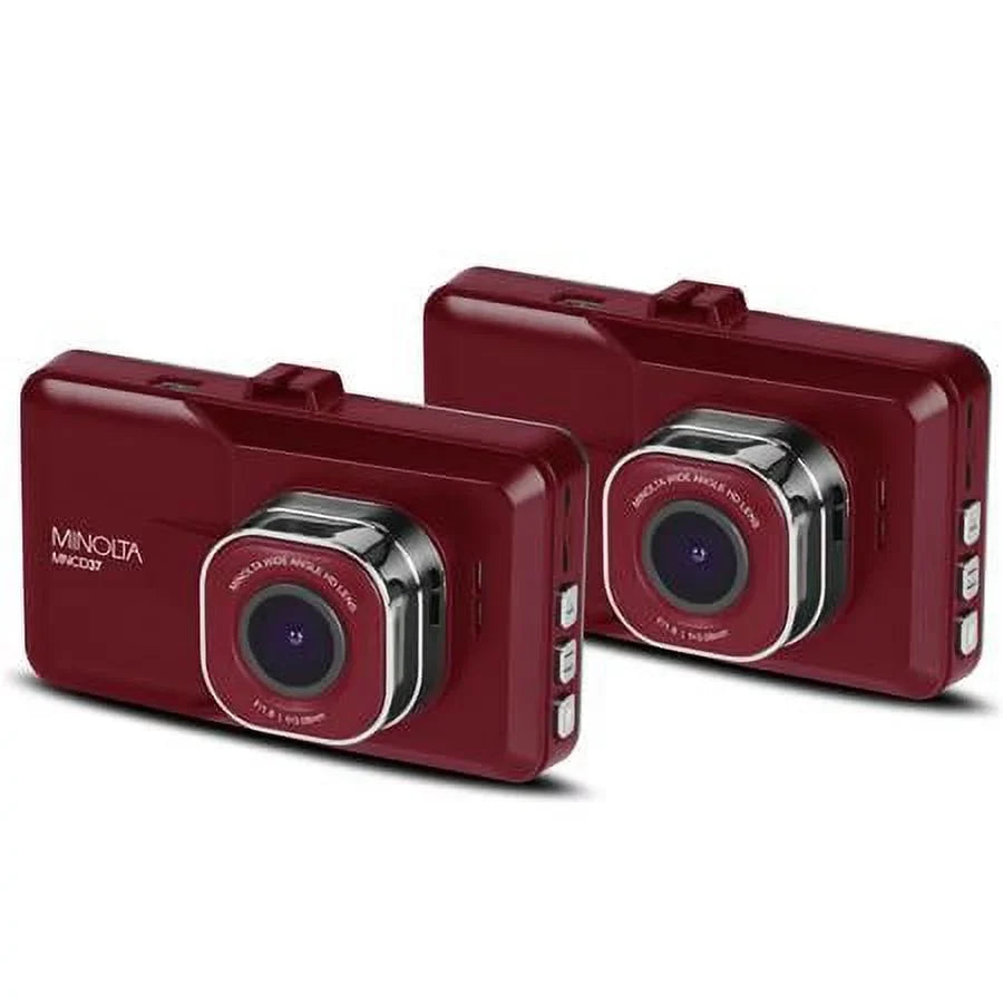 MNCD37 Full HD 3" LCD Screen Dash Cam, Red, 2-Pack